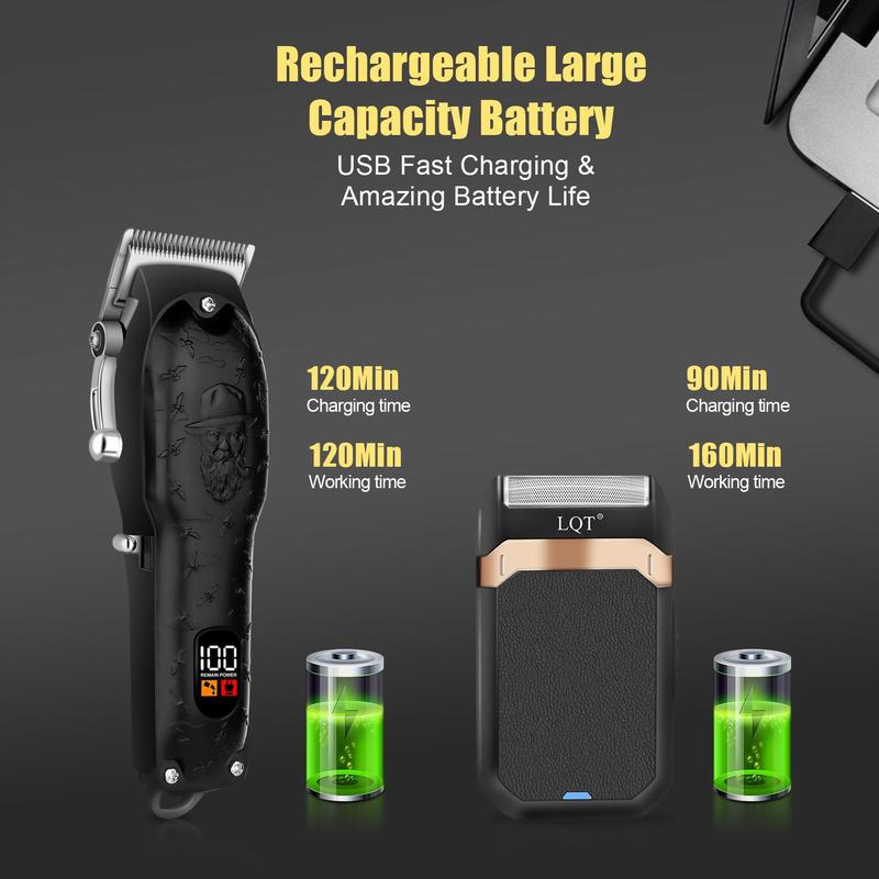 Professional Electric Hair Grooming Set, 1 Set USB Rechargeable Hair Trimmer & Shaver & Accessories, Hair Styling Tool for Men