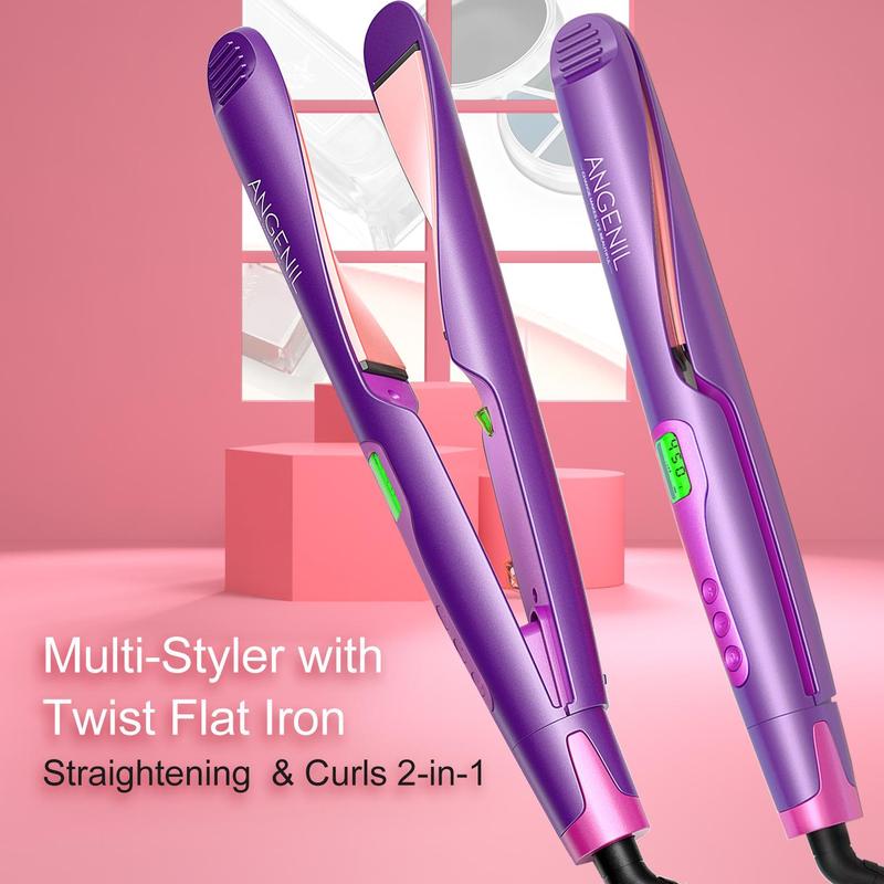 Professional 2 in 1 Hair Straightener & Curler, 1 Box Hair Straightening Iron with LCD Display & Accessories, Hair Styling Tool for Home & Salon Use