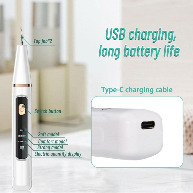 Portable Ultrasonic Teeth Cleaner, Rechargeable Teeth Stain Remover, Teeth Polisher for Home & Travel, Oral Care Tool for Women & Men