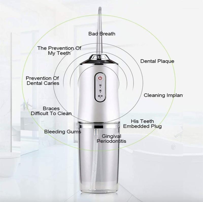 Portable Rechargeable Water Flosser, 3 Modes, IPX7 Waterproof, Ideal for Travel & Daily Use