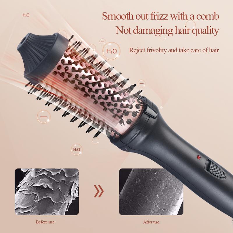 Wavy Thermal Brush for Natural Curls - Dual Voltage Round Brush - Easy to Use Hair Styling Tool for Women & Girls - Winter Gift