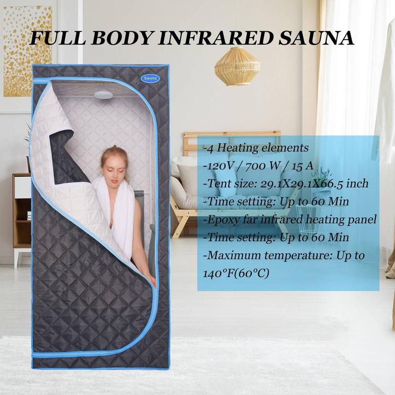 Portable Infrared Sauna for Home Spa | Full Size 1 Person Sauna | Full Size Far Infrared Sauna Tent | with Heating Foot Pad, Portable Chair