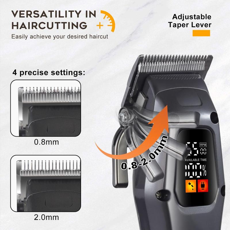 Professional Electric Hair Clipper, 1 Set Rechargeable Cordless Hair Trimmer & Accessories, Hair Cutting Kit for Men, Barber Gifts