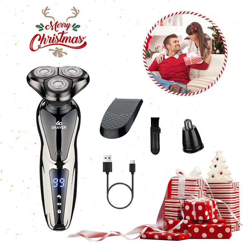 [Black Friday Sale] Electric Shaver Razor for Men 3 in 1 USB Rechargeable 100% Waterproof Rotary for Shaving with Nose Trimmer Sideburns Trimmer Face Cleaning Brush, Grooming Kit Electric Shaver for Men Valentine's Day Gift rechargeable men