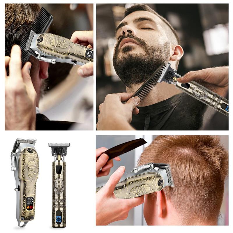 Professional Hair Clipper & Trimmer Set for Men, Cordless USB Rechargeable Grooming Kit with 2000mah Lithium Battery, Barber Haircut and Carving Kit, Hair Styling Tools, Barber Kit, Christmas Gift