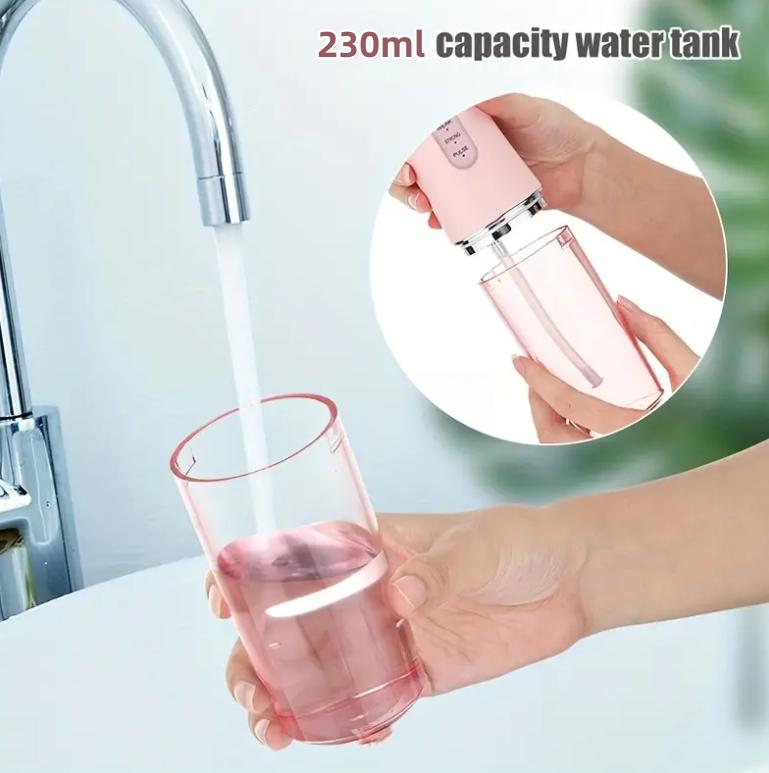 Rechargeable Water flosser, Dental Cleaner, Dental Flosser Water Jet Oral Irrigator for Teeth，IPX7 Waterproof, 3 Modes, 4 nozzles,