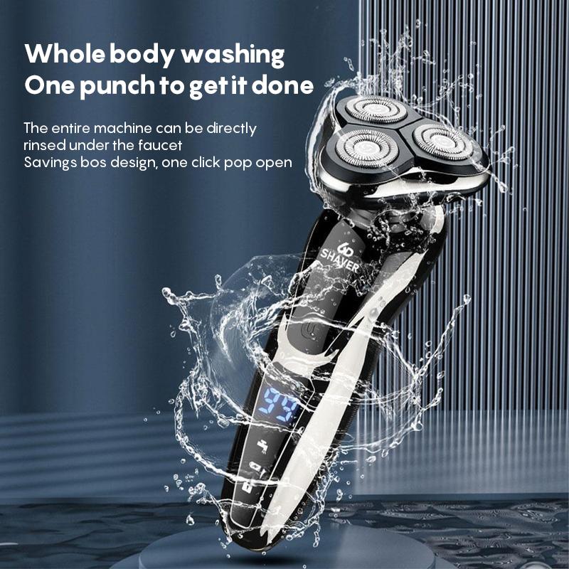 [Black Friday Sale] Electric Shaver Razor for Men 3 in 1 USB Rechargeable 100% Waterproof Rotary for Shaving with Nose Trimmer Sideburns Trimmer Face Cleaning Brush, Grooming Kit Electric Shaver for Men Valentine's Day Gift rechargeable men