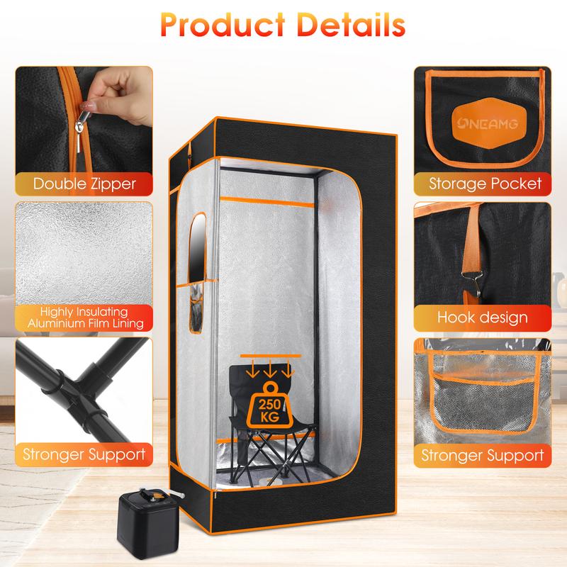 Upgraded Sauna, Portable Sauna Box, Portable Sauna for Home, Steam Sauna with 3L 1000W Steamer, Remote Control, Folding Chair, Home Sauna Tent for Gym Yoga, Pilates