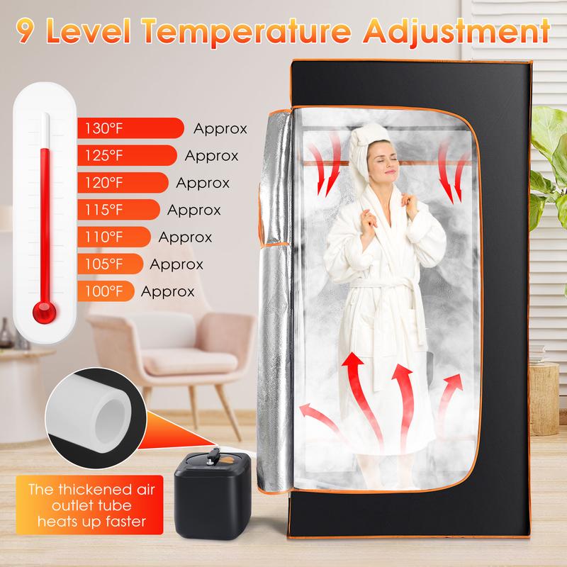 Upgraded Sauna, Portable Sauna Box, Portable Sauna for Home, Steam Sauna with 3L 1000W Steamer, Remote Control, Folding Chair, Home Sauna Tent for Gym Yoga, Pilates