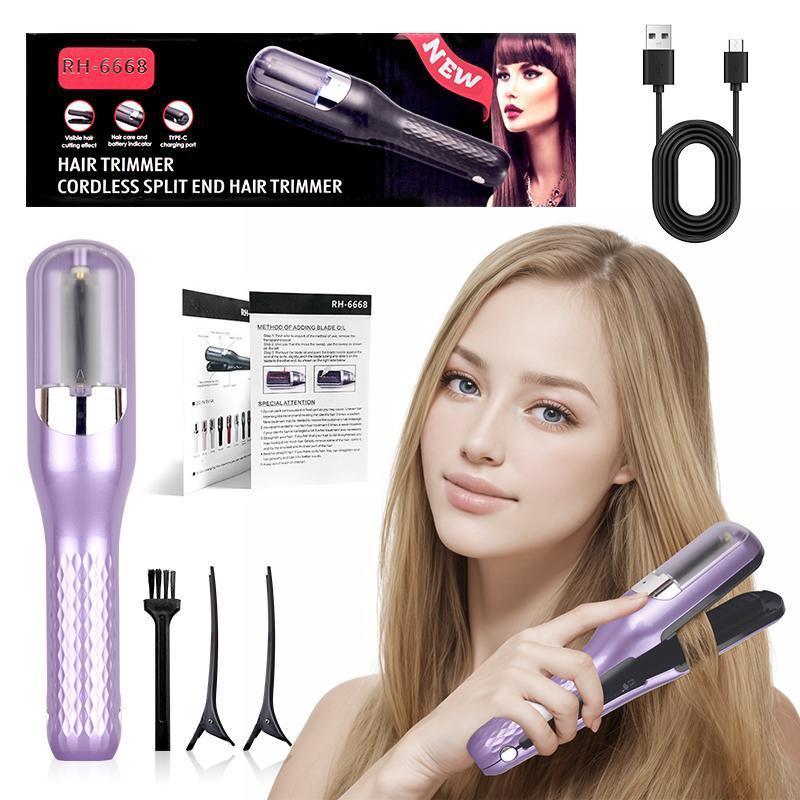 2 in 1 Cordless Split Hair Trimmer, 1 Box Rechargeable Splitends Trimmer with Hair Clips, Hair Styling Tool for Women & Men, Christmas Gift