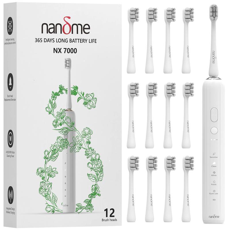 Electric Toothbrush for Adults, Sonic Toothbrush with 3 Intensity Levels & 5 Modes, One Charge for 360 Days, Rechargeable Electric Toothbrush with 12 Toothbrush Heads & 41,000 VPM Deep Clean Daily Oral