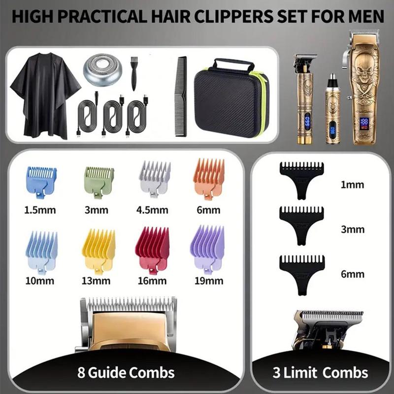 Comfort Multi-use Electric Shaver Trimmer Kit, Hair Clipper, Nose Hair Trimmer Set, Portable Rechargeable Barber Clippers Set, Hair Cutting Machines, Hair Care Products, Barber Kit, Summer Gift, Back To School Hair Styling Tools, Gifts for Men