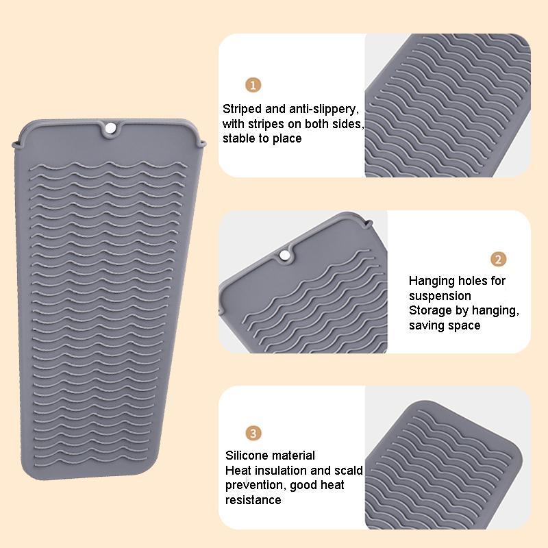 Silicone Hair Straightener Mat, Portable Heat Resistant Hair Straightener Pad, Hair Straightener Storage Bag, Hair Styling Tool for Home & Salon Use, Gift for Christmas