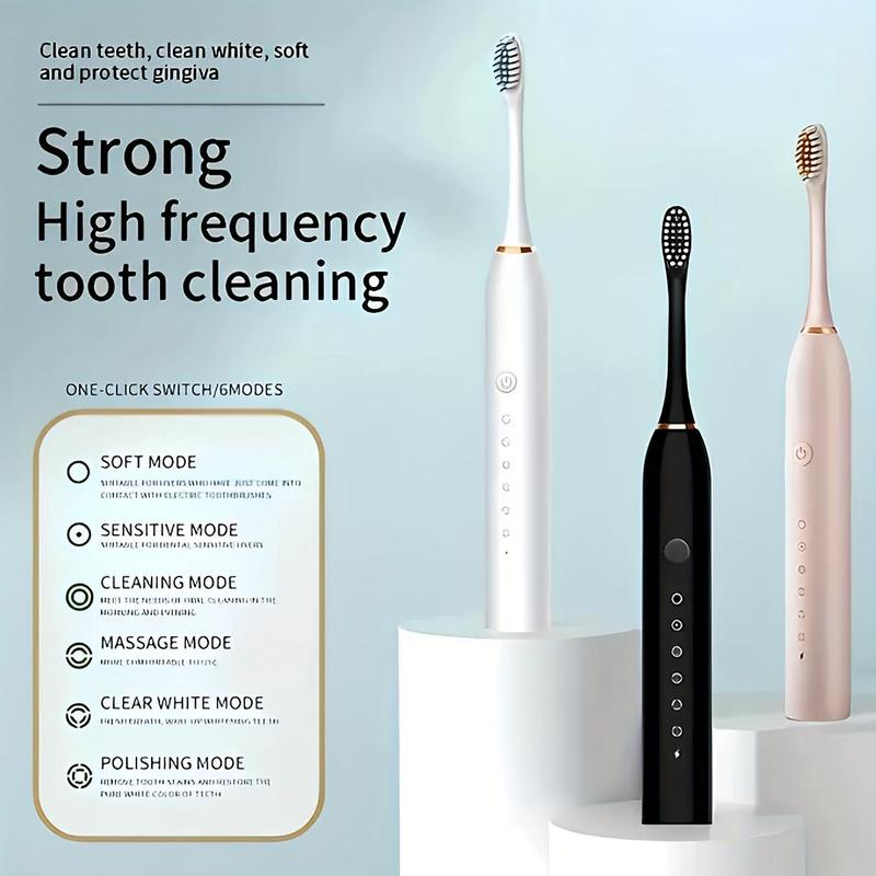 Electric Toothbrush Set, 1 Box Waterproof Rechargeable Toothbrush & Replacement Brush Heads, Oral Care Product for Adults, Spin Brush Teeth, Winter Gift, Christmas, Christmas Gift