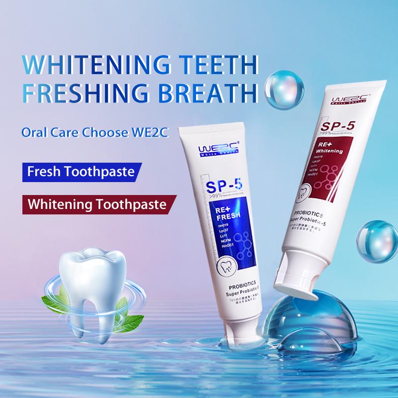 WE2C [SP-5 Probiotic toothpaste], Whitening Toothpaste-Freshens Breath,Fights Plaque