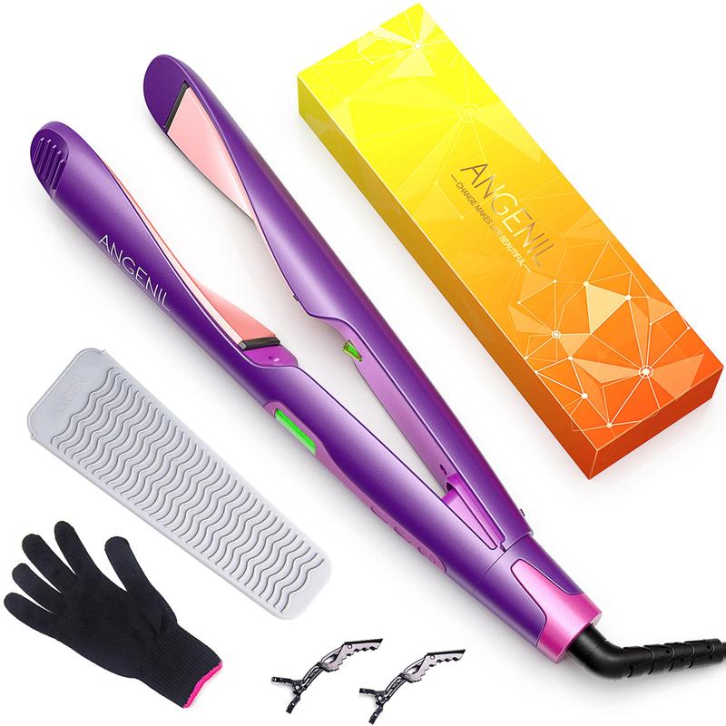 Professional 2 in 1 Hair Straightener & Curler, 1 Box Hair Straightening Iron with LCD Display & Accessories, Hair Styling Tool for Home & Salon Use