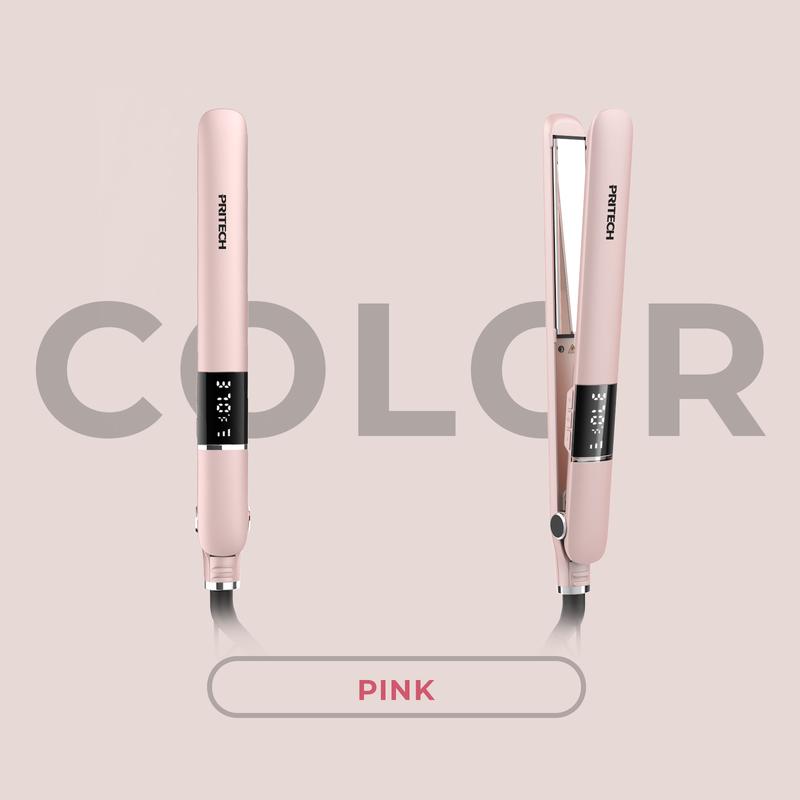 PRITECH Flat Iron Hair Straightener, Titanium Flat Iron with Adjustable Temp(290°F-450°F), 1 inch Plate for All Hairstyles Hair Straightening Irons Pink Smooth Comfort