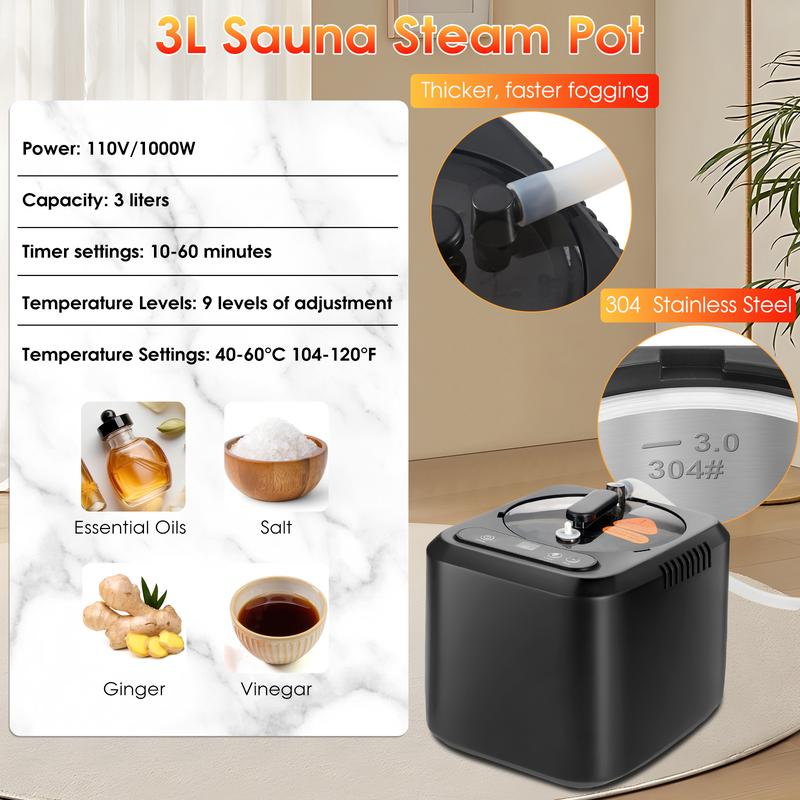 Upgraded Sauna, Portable Sauna Box, Portable Sauna for Home, Steam Sauna with 3L 1000W Steamer, Remote Control, Folding Chair, Home Sauna Tent for Gym Yoga, Pilates