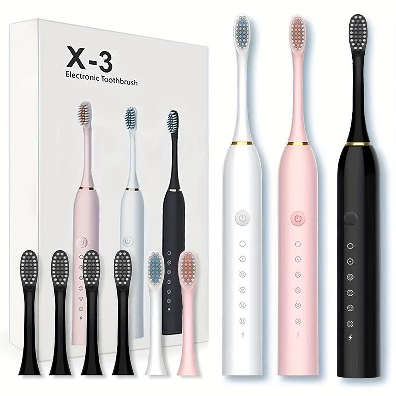 Electric Toothbrush Set, 1 Box Waterproof Rechargeable Toothbrush & Replacement Brush Heads, Oral Care Product for Adults, Spin Brush Teeth, Winter Gift, Christmas, Christmas Gift