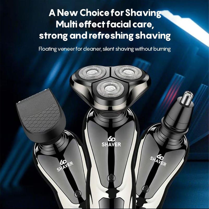 [Black Friday Sale] Electric Shaver Razor for Men 3 in 1 USB Rechargeable 100% Waterproof Rotary for Shaving with Nose Trimmer Sideburns Trimmer Face Cleaning Brush, Grooming Kit Electric Shaver for Men Valentine's Day Gift rechargeable men