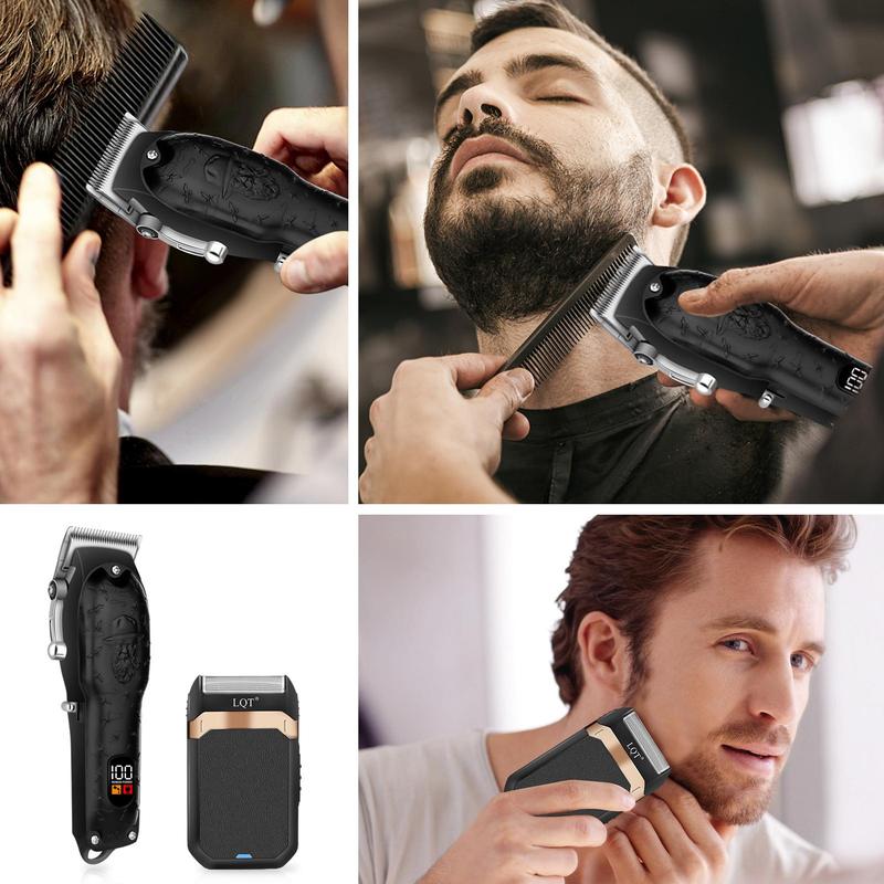 Professional Electric Hair Grooming Set, 1 Set USB Rechargeable Hair Trimmer & Shaver & Accessories, Hair Styling Tool for Men