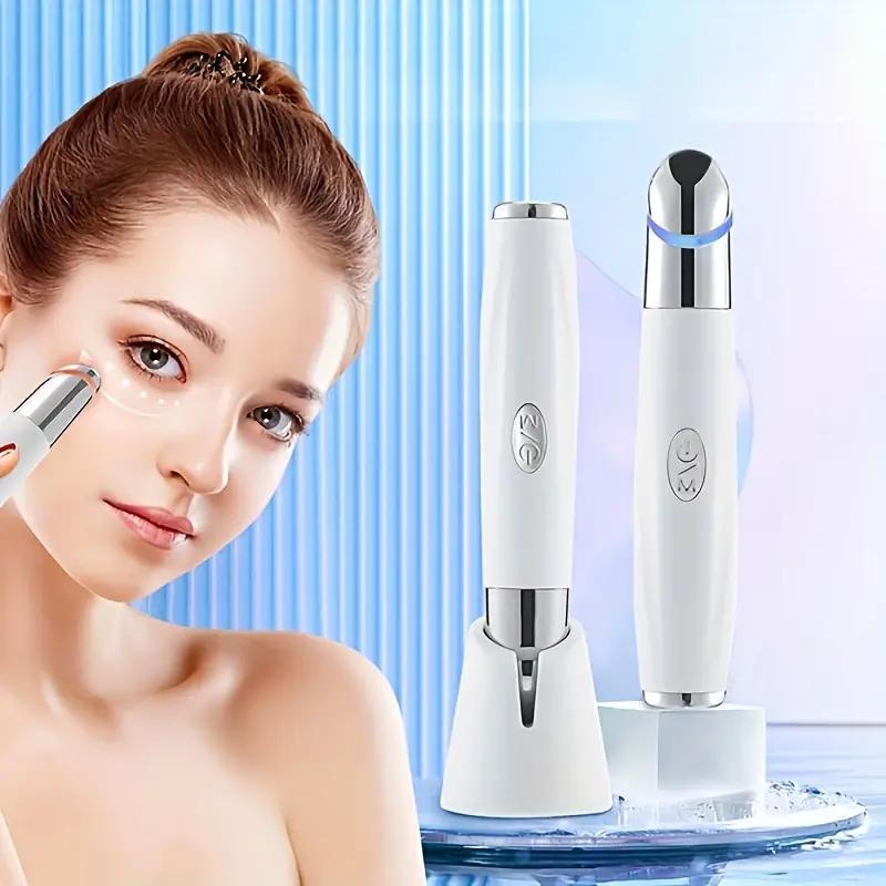 Electric Eye Massager, 1 Count Heated Eye Massage Pen, Three Care Modes Vibration Input Instrument, Home Eye Massage Pen with Base