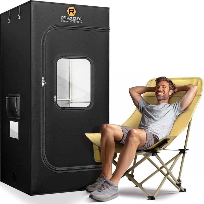 Portable Steam Sauna 1200W 3L, Sauna Tent with Ergonomic High Back Sauna Chair, Full Body Personal Sauna Box for Home Spa Indoor, 75”X35”X35” XL Size Black RelaxCube