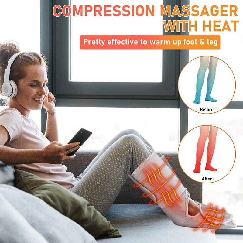 Cotsoco Leg Massager With Heat, Air Compression Foot and Calf Massager with 3 Intensities Levels 3 Modes, Use at Home Office