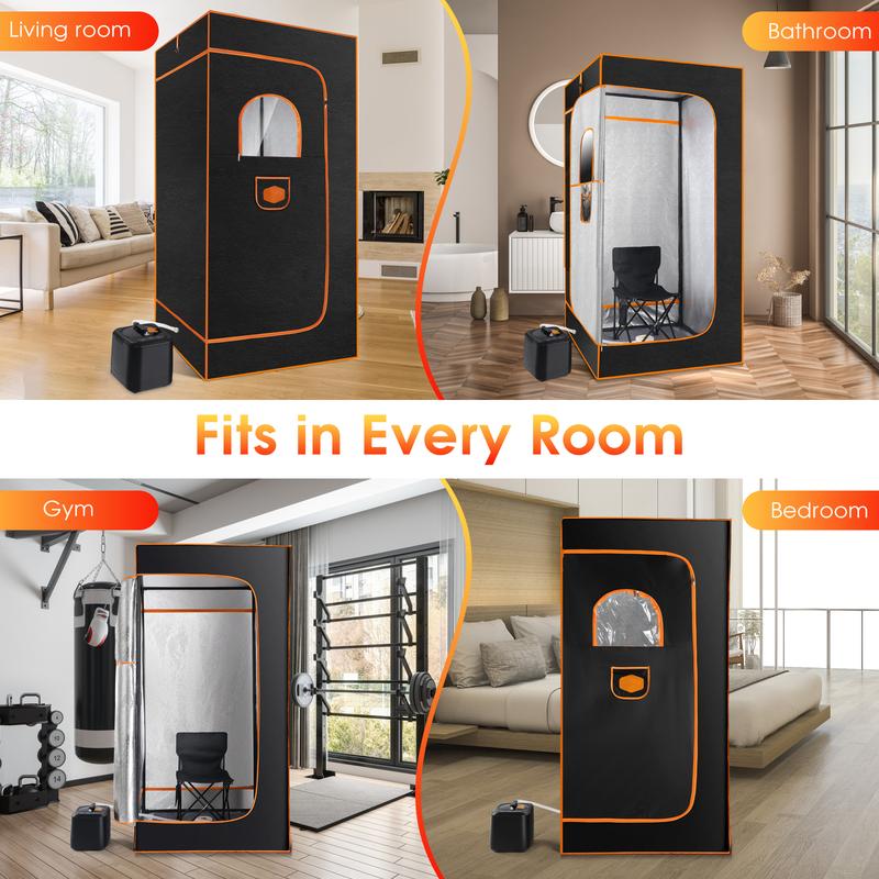 Upgraded Sauna, Portable Sauna Box, Portable Sauna for Home, Steam Sauna with 3L 1000W Steamer, Remote Control, Folding Chair, Home Sauna Tent for Gym Yoga, Pilates