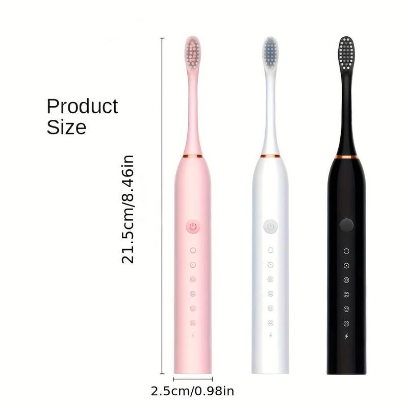 Electric Toothbrush Set, 1 Box Waterproof Rechargeable Toothbrush & Replacement Brush Heads, Oral Care Product for Adults, Spin Brush Teeth, Winter Gift, Christmas, Christmas Gift