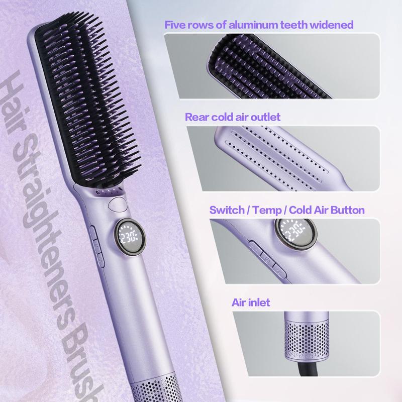 Hair Straightener with LED Display, 1 Box Professional Negative Ion Hair Straightening Comb, Hair Styling Tool for Home & Salon Use