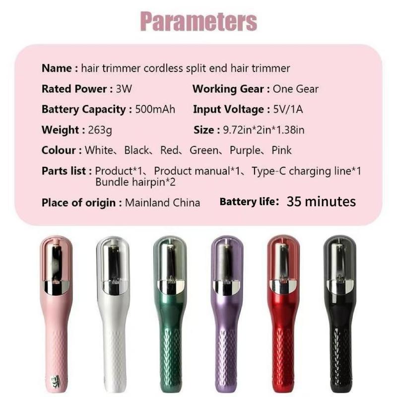 2 in 1 Cordless Split Hair Trimmer, 1 Box Rechargeable Splitends Trimmer with Hair Clips, Hair Styling Tool for Women & Men, Christmas Gift