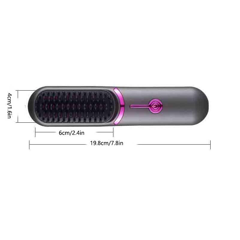 Cordless Hair Straightener Brush, USB Rechargeable Fast Heating Straightening Brush with Negative Ion, Lightweight for Travel