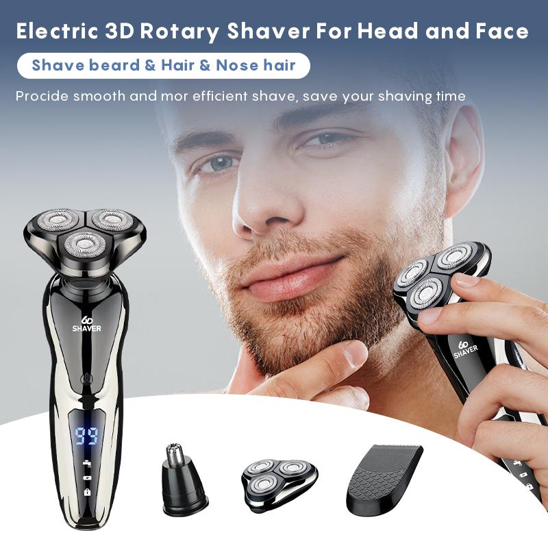 [Black Friday Sale] Electric Shaver Razor for Men 3 in 1 USB Rechargeable 100% Waterproof Rotary for Shaving with Nose Trimmer Sideburns Trimmer Face Cleaning Brush, Grooming Kit Electric Shaver for Men Valentine's Day Gift rechargeable men