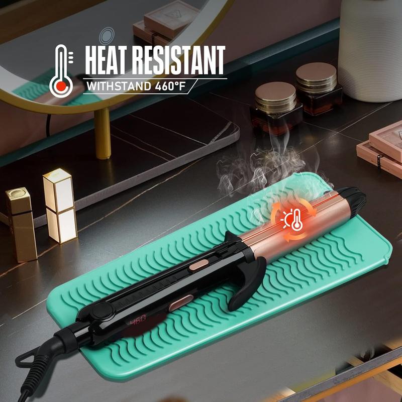 Heat Resistant Silicone Mat Pouch for Hair Straightener,Flat Iron,Curling Iron,Hot Hair Tools.(Mintgreen)