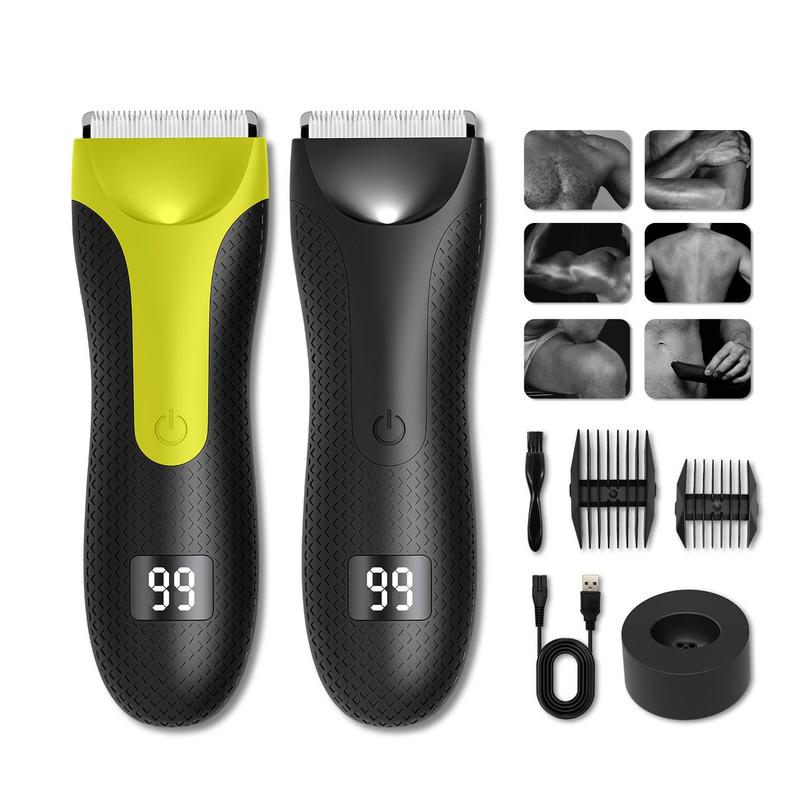 Showerproof Body & Manscaping Trimmer, Epilator Hair Remover, Electric Body and Intimate Hair Trimmer, Cordless Groin Hair Clipper, Replaceable Ceramic Blade Heads, Waterproof Body Ball Trimmer & Shaver for Men, Christmas Gift