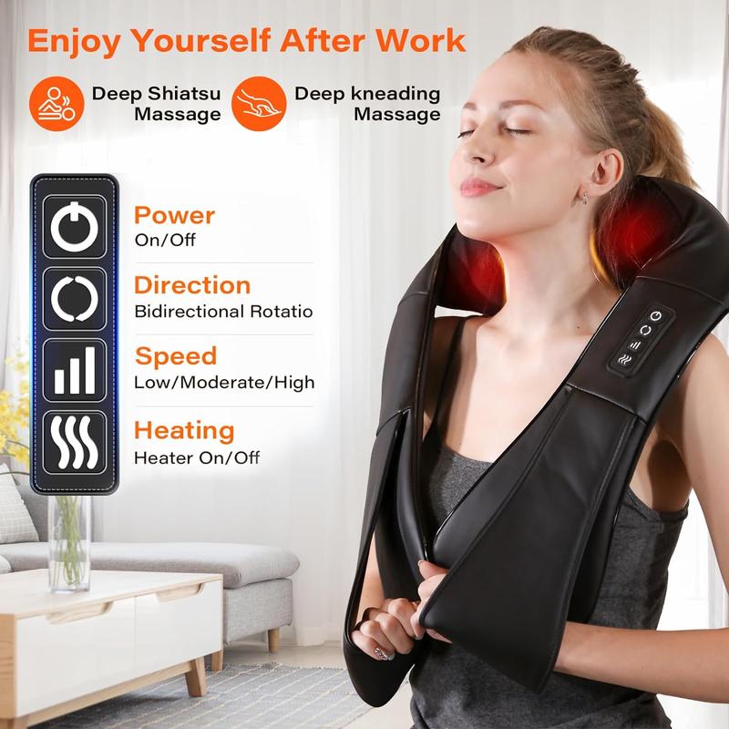 Back Shoulder and Neck Massager with Heat, Electric Deep Tissue 4D Kneading Massage, Adjustable, Durable, Comfort, Best Gifts for Women Men Mom Dad