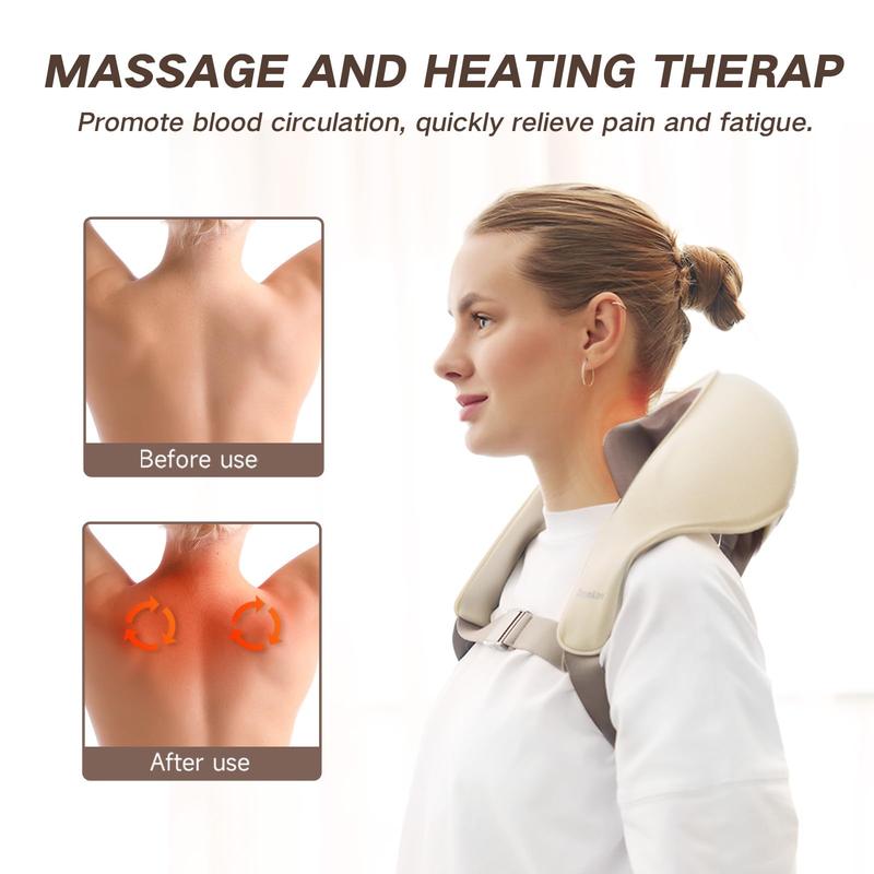 DamKee Neck Shoulder Back Massager with Heating - Neck Massagers Cordless, 5D Kneading Massage Pillow, Shiatsu Massager for Shoulder, Ideal Gifts for Women Men Mom Dad