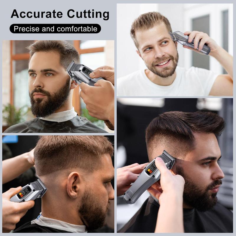 Professional Electric Hair Clipper, 1 Set Rechargeable Cordless Hair Trimmer & Accessories, Hair Cutting Kit for Men, Barber Gifts