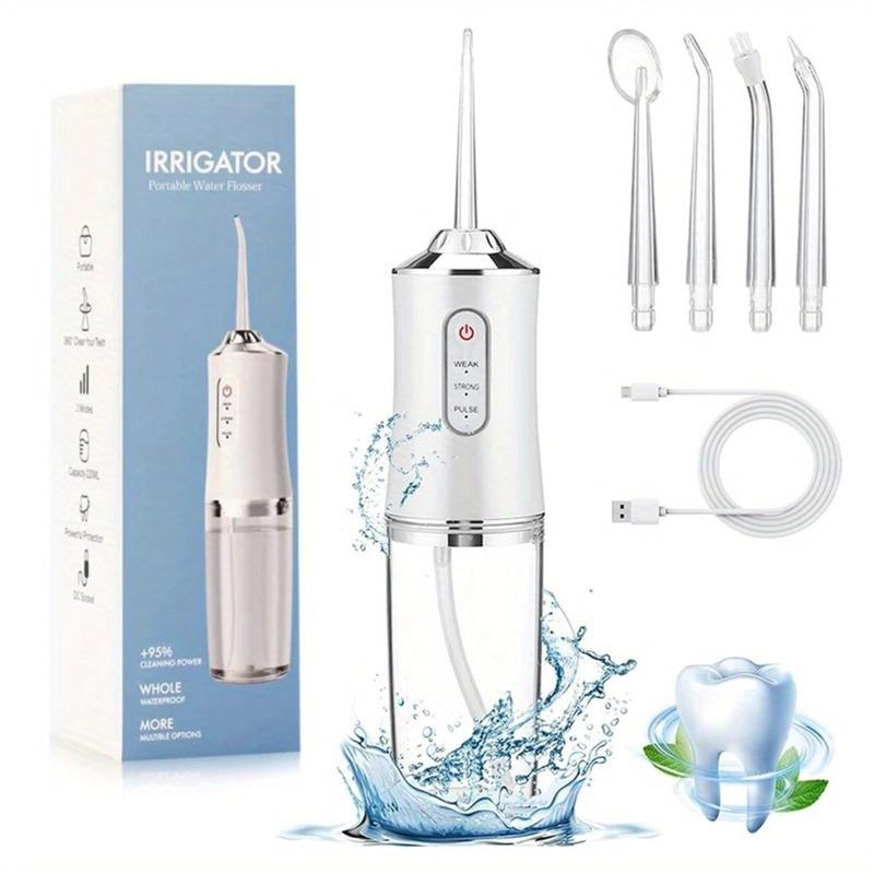 Portable Rechargeable Water Flosser, 3 Modes, IPX7 Waterproof, Ideal for Travel & Daily Use