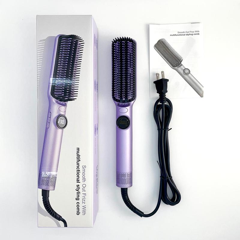 Hair Straightener with LED Display, 1 Box Professional Negative Ion Hair Straightening Comb, Hair Styling Tool for Home & Salon Use