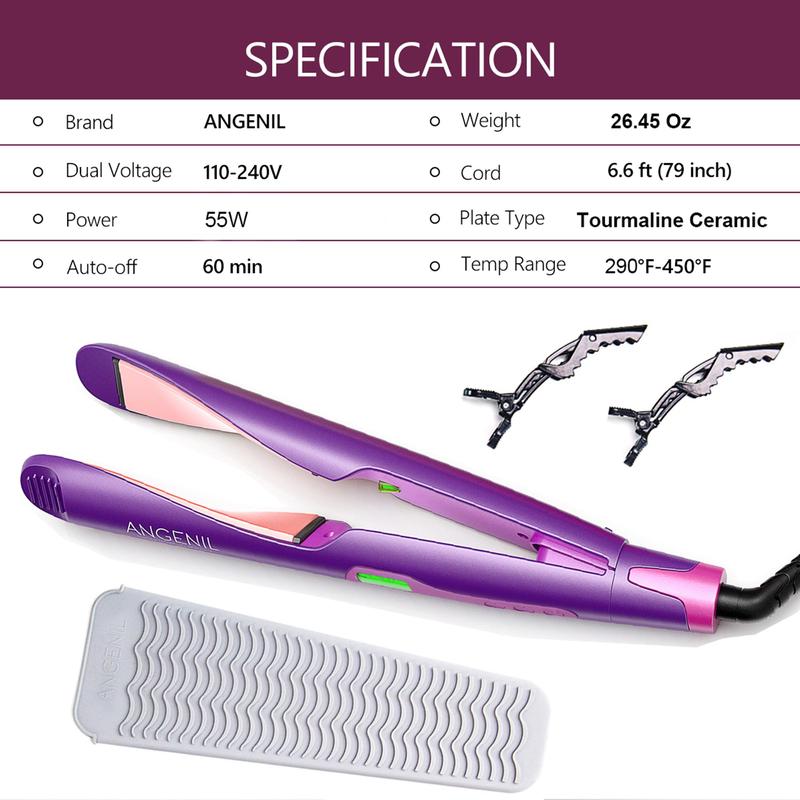 Professional 2 in 1 Hair Straightener & Curler, 1 Box Hair Straightening Iron with LCD Display & Accessories, Hair Styling Tool for Home & Salon Use