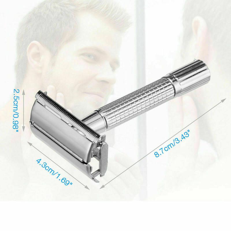 Men's Classic Traditional Chrome Double Edge Safety Razor with 5 Comfort Blades for Smooth Shaving