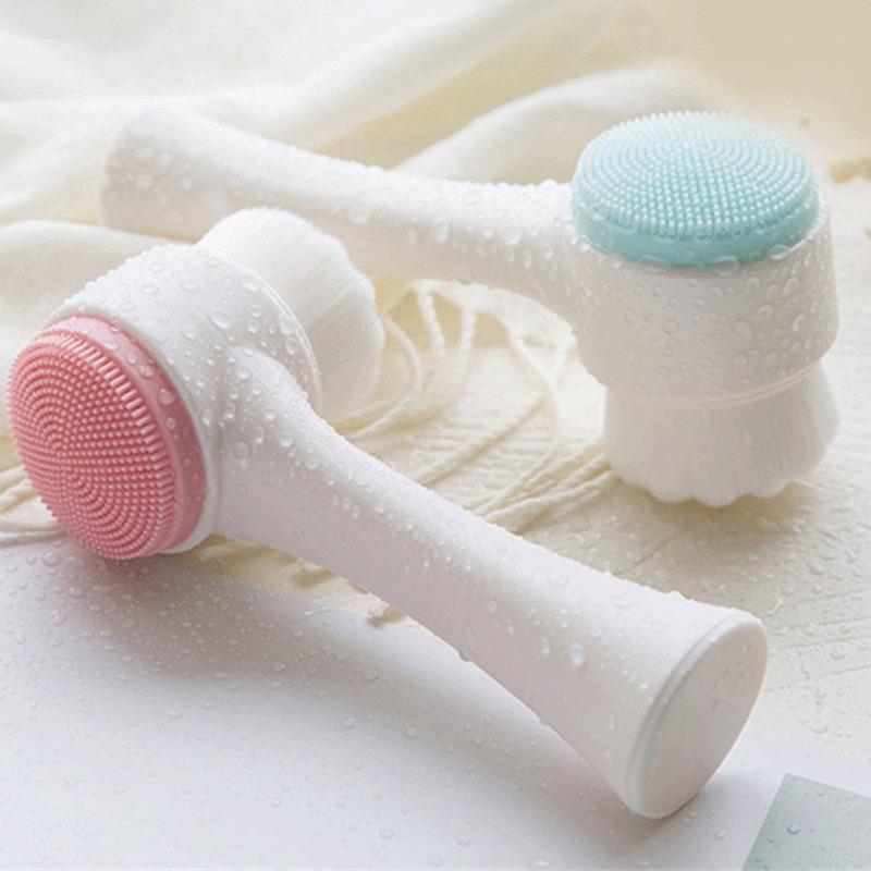 Professional Double-sided Handheld Facial Cleaning Brush, 1 Count Exfoliating Brush, Non-Electric Facial Cleansing Brush, for Washing, Makeup Removal, Massage