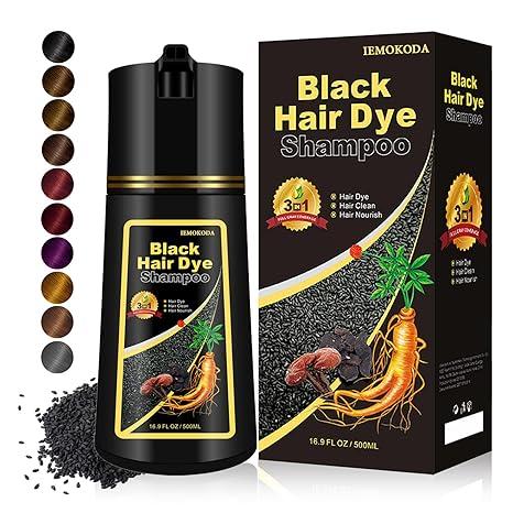 Black Hair Dye for Men & Women - Long-Lasting Gray Hair Coverage, Shampoo , Natural Color in Minutes - 16.9 Fl Oz Haircare black  shampoo