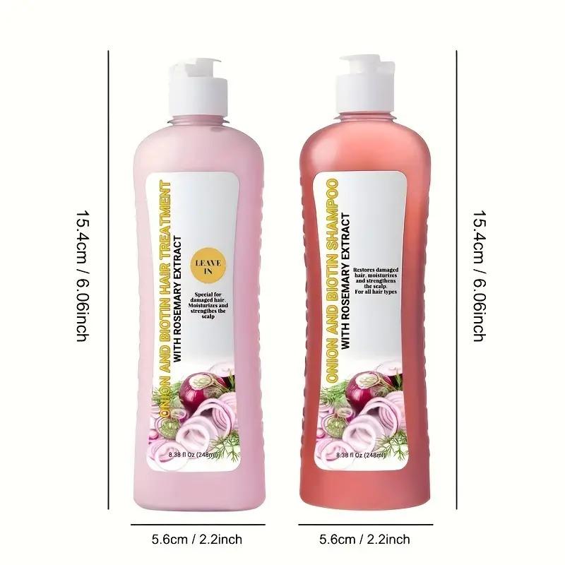 Natural Onion Biotin Shampoo And Conditioner Set，Plant Extract for，Care And Strengthen Damaged Hair Haircare -All Hair Types