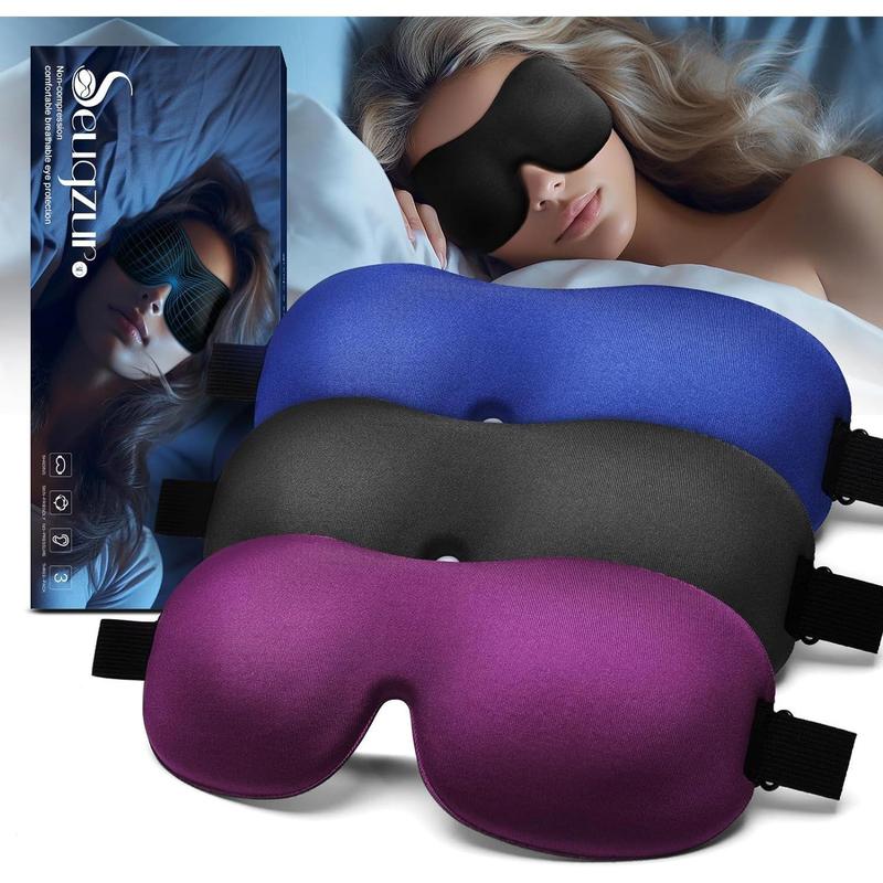 Sleep-Eye-Mask-for-Side-Sleepers: Light Blocking Eye Mask for Sleeping 3D Blackout Eye Cover Women Men, Travel Blindfold (blackbluepurple)