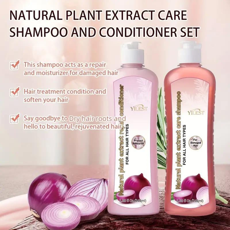 Natural Onion Biotin Shampoo And Conditioner Set，Plant Extract for，Care And Strengthen Damaged Hair Haircare -All Hair Types