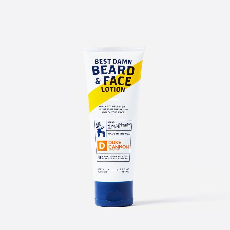 Duke Cannon Supply Co. Best Damn Beard & Face Lotion, Formulated with Vitamin B and Vitamin E, Shae Butter, Paraben Free, Sulfate Free, Men's Beard Care