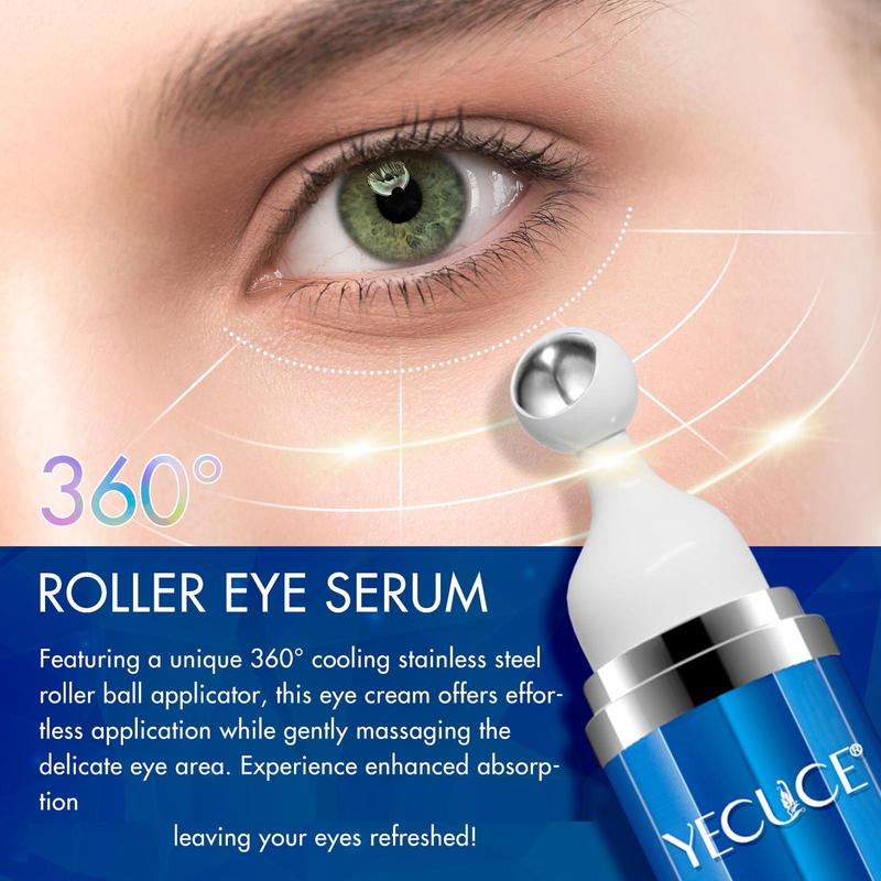 15ml Eye Serum, 1 Box 360° Stainless Steel Ball Design Eye Serum, Deep Hydration Moisturizing Eye Serum, Eye Care Product for Women & Men